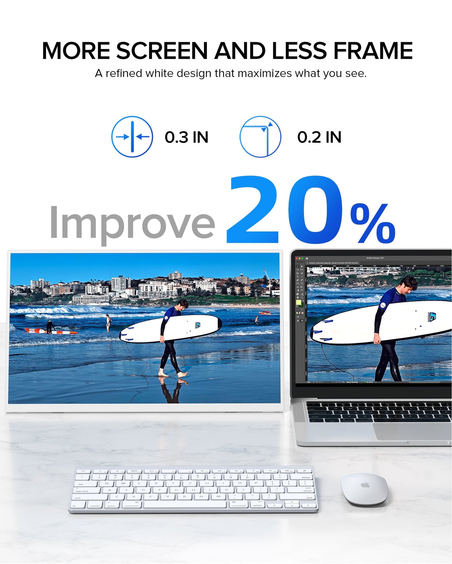USetup T4 - White Portable Monitor 15.6" 1080P 60hz | UPERFECT